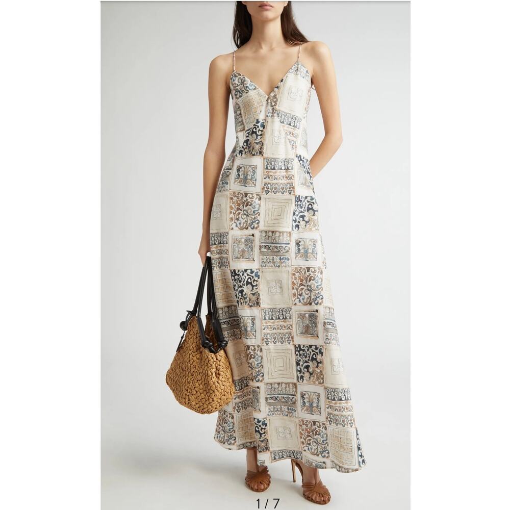 ELEVENTY Tile Print Linen Slipdress Size 4 - New